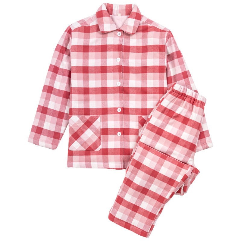 Japanese minimalist double-layer padded pajama set for women and men, suitable for autumn and winter, with thick warm outerwear