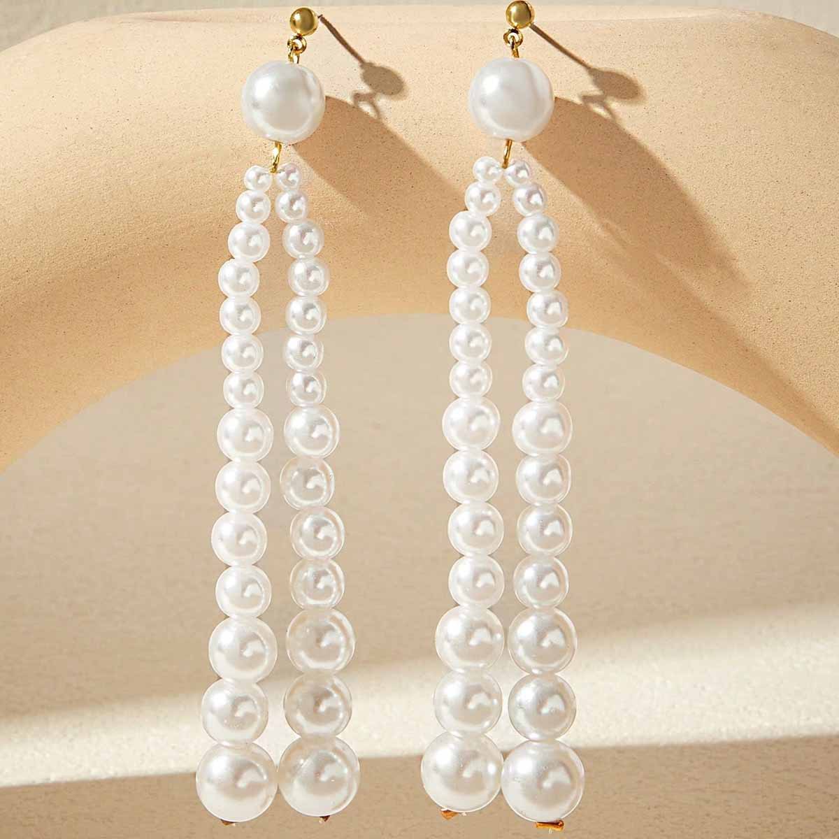 Retro elegant fashionable earrings pearl