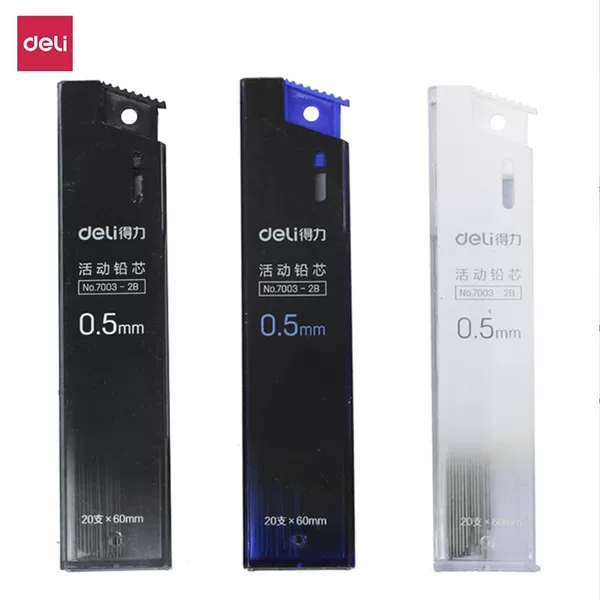 Deli 7003 MovaBle Lead 2B0.5-60mm Student Pencil Lead Automatic Pencil Lead Mechanical Pencil