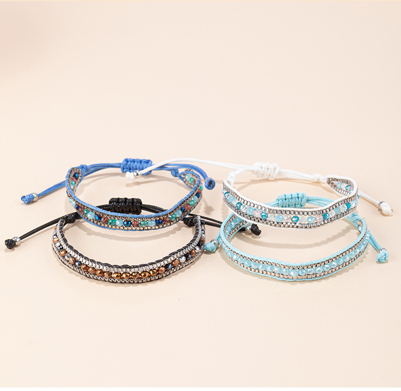 Ethnic Style Round Artificial Crystal Polyester Metal Wholesale Bracelets display picture 1