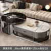 Black rack gray cabinet丨Snow Peak White + Black Glass-120+80cm coffee table combination [upgraded glass crystal]