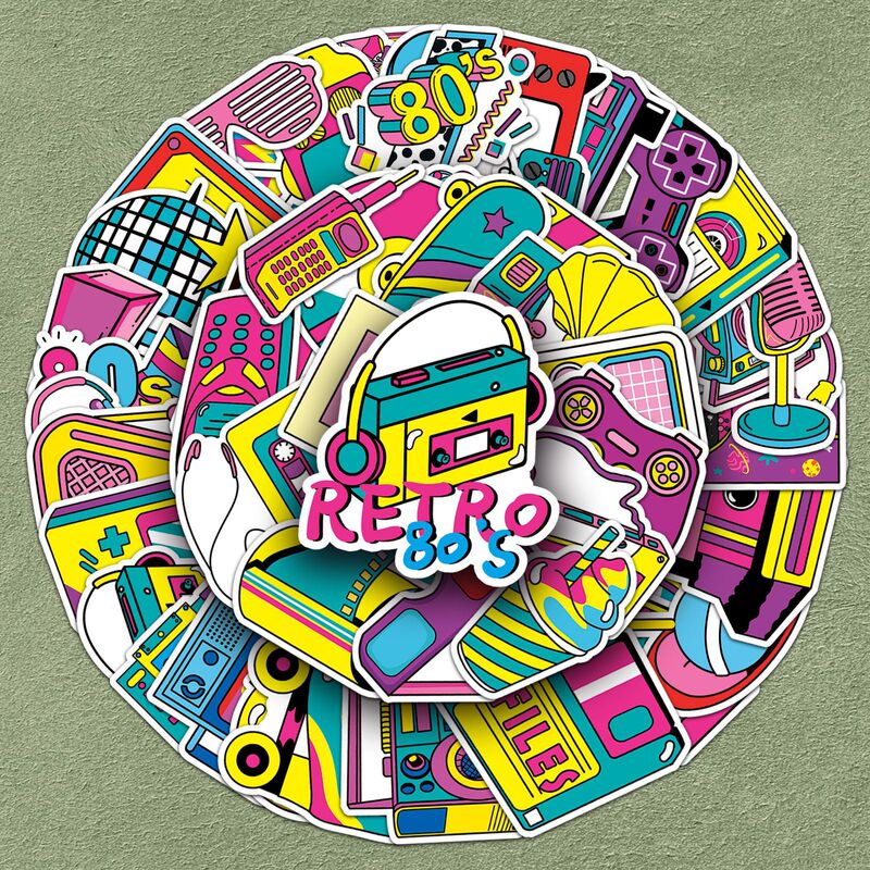 50 retro 80 s stickers cool colorful creative do old wind luggage hand ledger goo card stickers wholesale