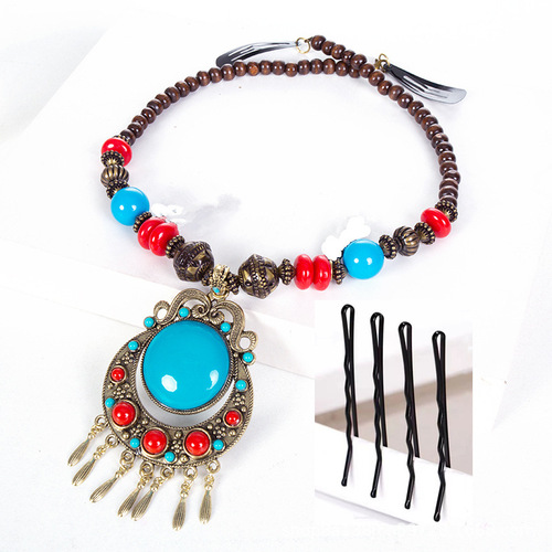 Tibetan dance costumes, Tibetan headdress, forehead chain, Tibetan dance headdress, new wave headband, complete set