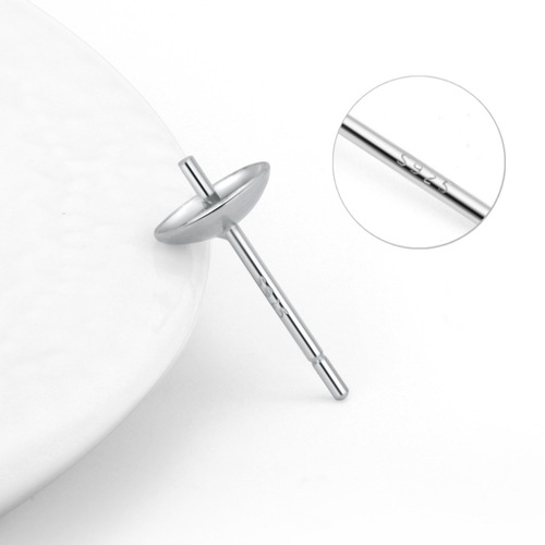 S925 sterling silver accessories pearl ear pin ear nail tray bead tray DIY bowl pin empty tray gold plated factory direct sales wholesale