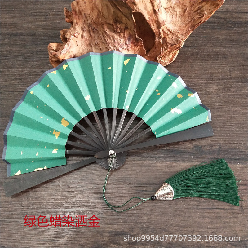 迷你折扇古典多色洒金宣纸扇折叠道具汉服小扇子配流苏文玩中国风-阿里巴巴