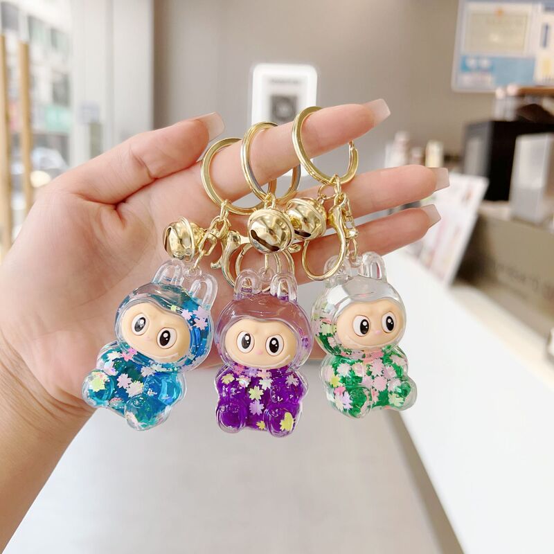 创意拉布布流沙入油汽车钥匙扣可爱精致包包挂件摆件盲盒公仔玩具|undefined