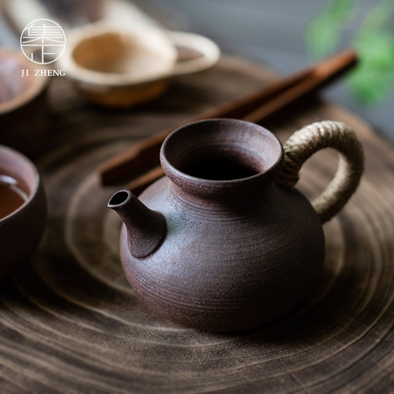 Coarse Pottery Unglazed Teapot Justice Cup Kung Fu Tea Set Accessories Tea Divider Hemp Rope Non-slip Hot Equalizing Cup Retro Tea Sea