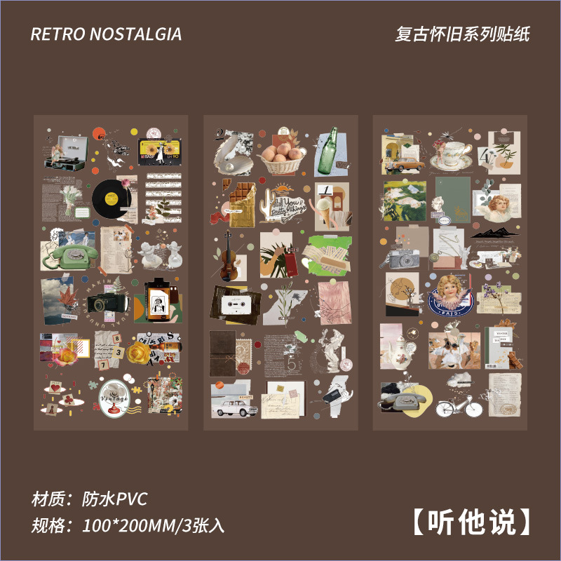 Yuezhen retro nostálgico Diario pegatinas creativas pegatinas de los niños lindos mascotas Diario Goka bolsa de material decorativo