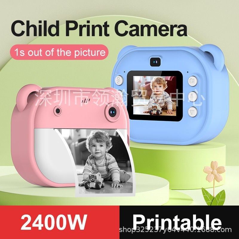 New Instant Print Slr Camera Cute Children's Cartoon Mini Photo Digital High-Definition Camera
