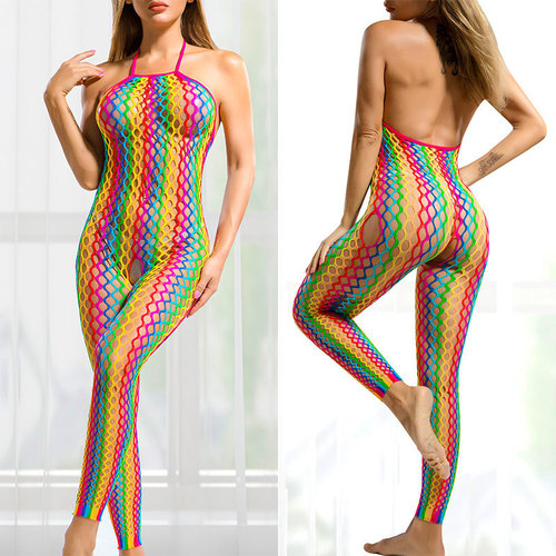 European and American Amazon best-selling colorful large size sexy women's erotic underwear passionate foreign trade see-through color mesh clothing