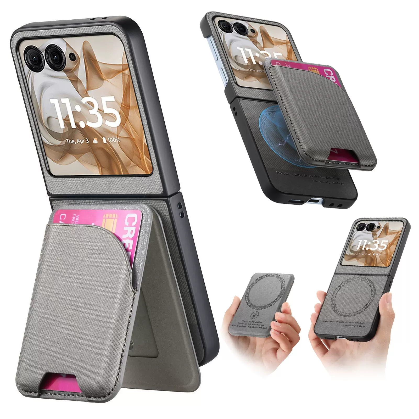 适用Moto Razr60Ultra折叠屏手机壳磁吸可拆卸支架卡包套razr50壳