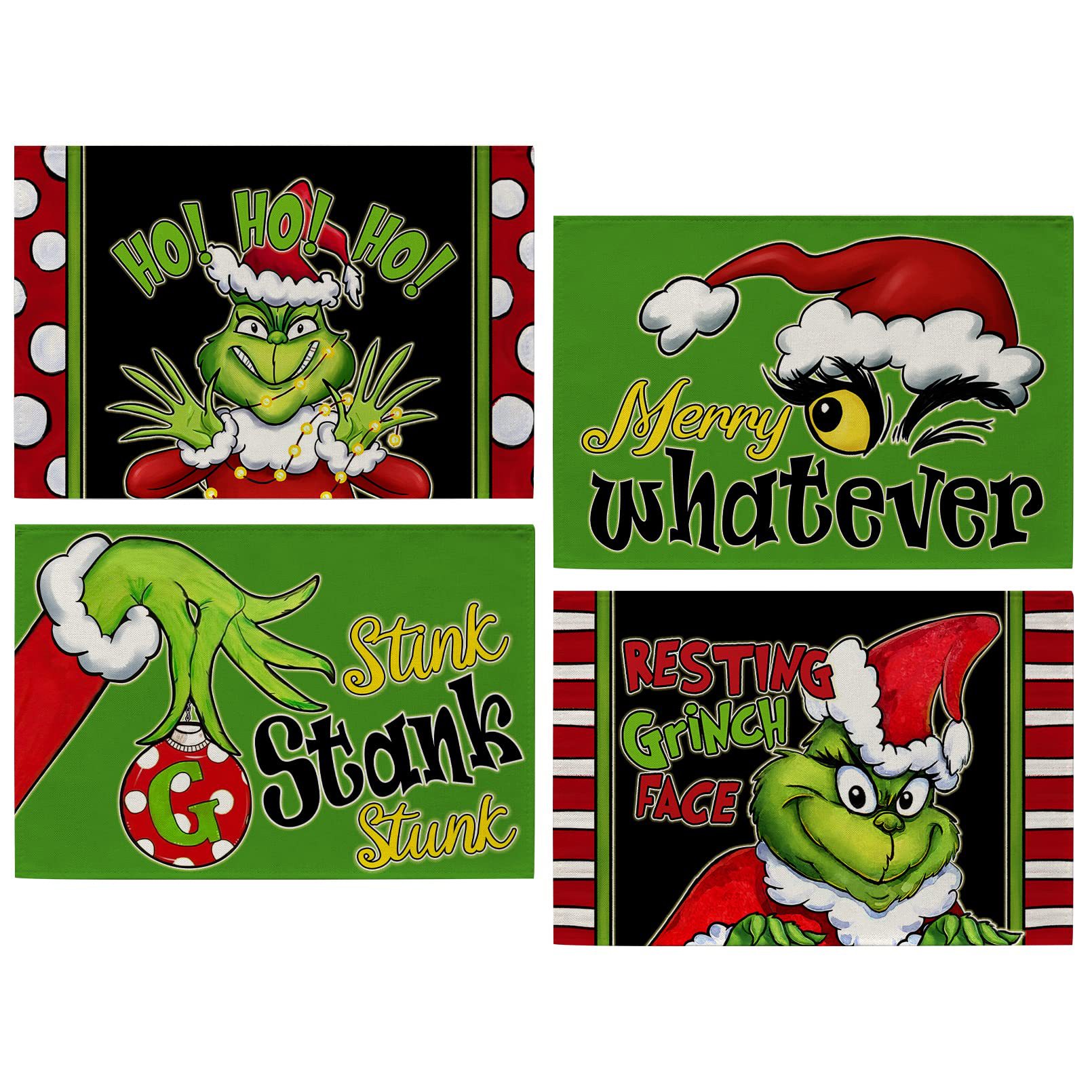 Navidad friki mantel Mesa bandera Grinch Festival de lino mantel montaña restaurante Nochebuena decoración lavable