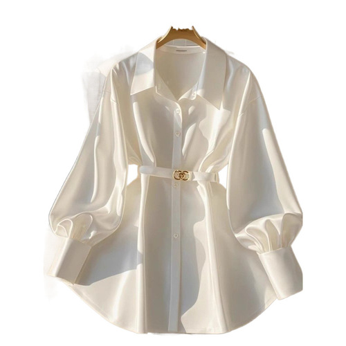 Early autumn new women's clothes French high-end shirt, light luxury design, white shirt, top, women's light sophisticated style