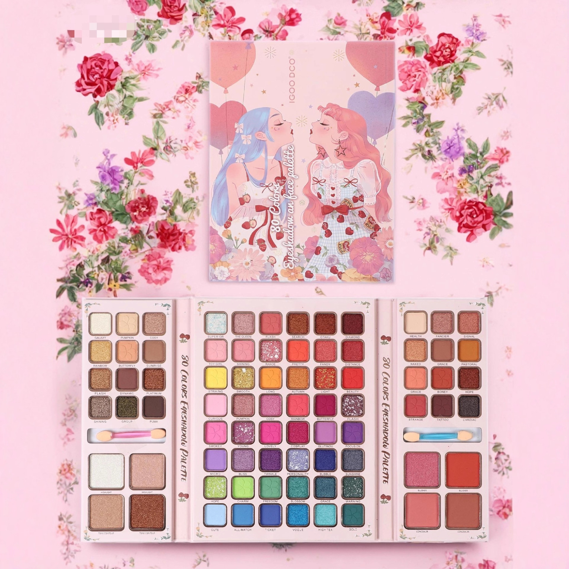 Foreign trade cross-border 80-Color Fantasy Girl pattern eyeshadow plate pearlescent matte blush highlight multifunctional makeup plate