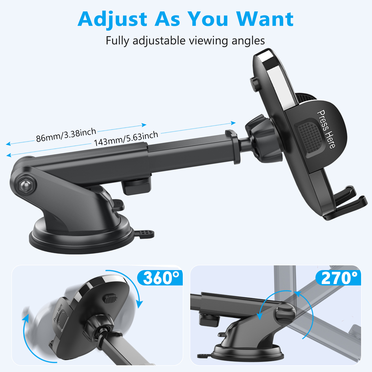 Multifunctional Car Mobile Phone Holder Car Dashboard Windshield Suction Cup Retractable Navigation Mobile Phone Holder