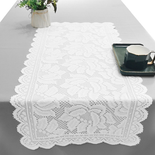 French floral lace table flag, Nordic white dining tablecloth decor, coffee table TV stand cover, decorative tablecloth cross-border