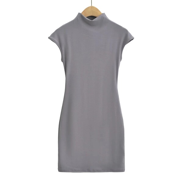 Solid short sleeve dress