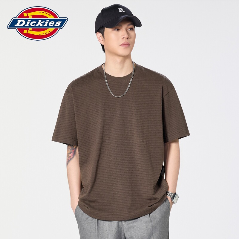 Dickies Special Edition Summer Textured Solid Color Short-Sleeve T-Shirt for Men, Japanese Retro Versatile Heavy-Duty Base Shirt Trendy