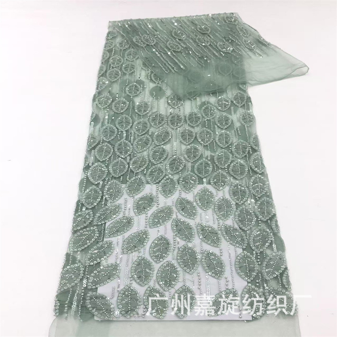 Moda gradiente de burbuja hoja de sequilla tela bordada Yunnan tailandesa vestido bordado tela