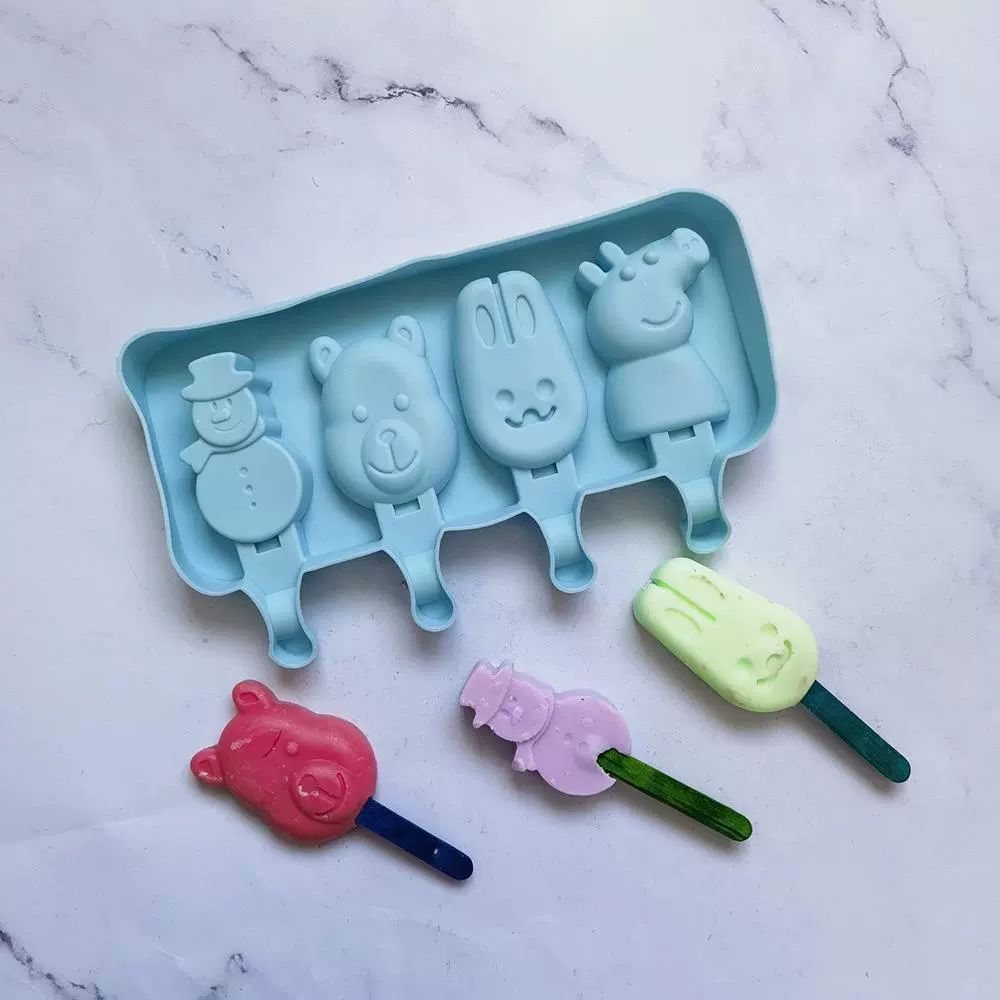 4 Lanlon Pig Bunny Bear Snow 478 Chocolate Biscuits Mold Mold Hermia Cream Candy Silicon Glated mold