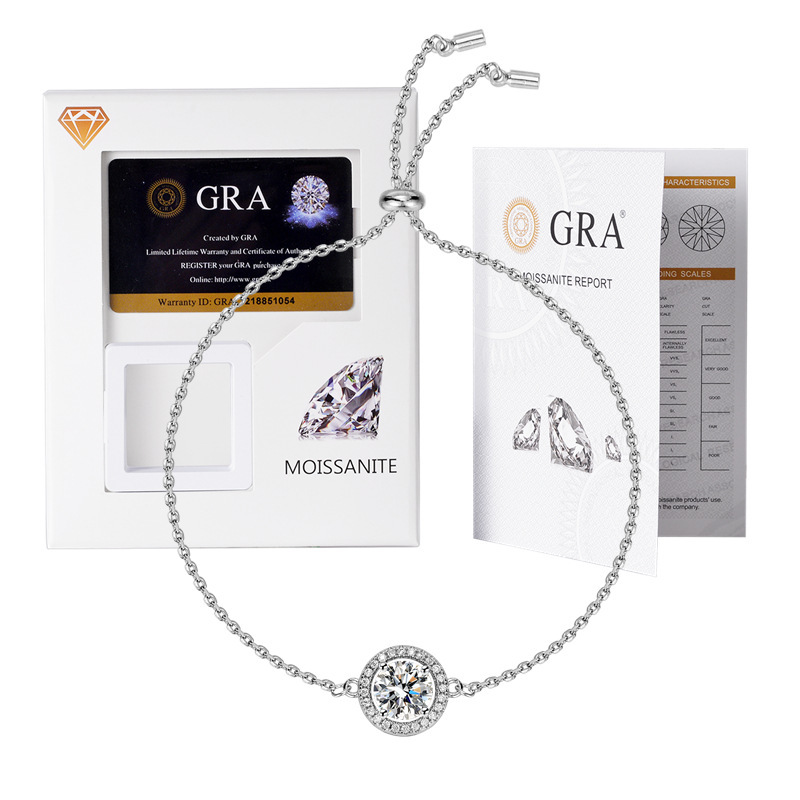 Authentic D Color Moissanite Bracelet S925 Sterling Silver 1 Carat Star Bag Bracelet Accessible Luxury Valentine's Day Gift for Girlfriend