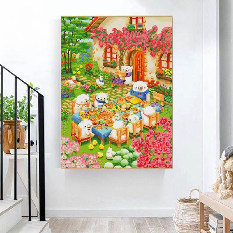 Auténtico Punto de Cruz de la Mona Lisa, Lindo Diseño de Mascotas Reunidas, Bordado Simple Hecho a Mano, Decoración de Anime de Dibujos Animados image 3