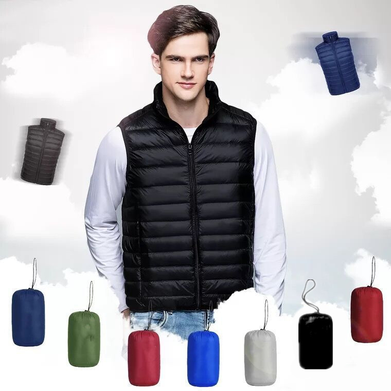 2025 Autumn/Winter New Lightweight down Vest for Men Stand Collar Men's Lightweight White Duck down Vest Plus Size Trendy Vest