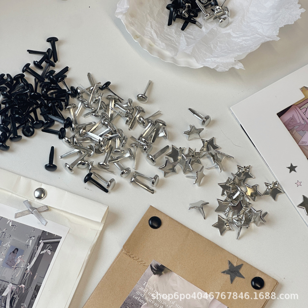 Hand account INS card fixed two-foot nail DIY round rotating fixed nail accessories card packaging small accessories