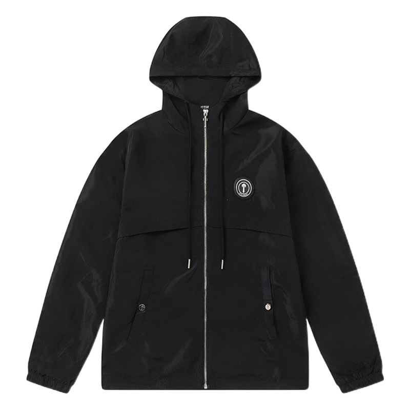 Trapstar calle europea y americana marca de moda negro bordado letras hombres chaqueta suelta casual High Street zipper windbreaker