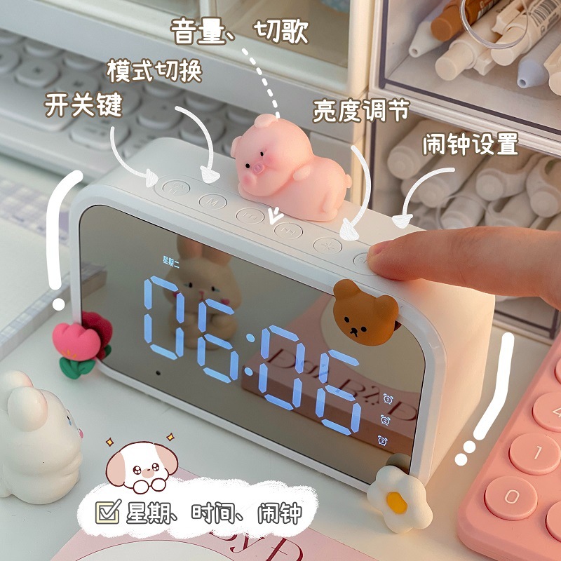 알람 시계 학생 웨이크 업 테이블 데스크탑 높은 가치의 전자 시계 타이머 블루투스 도매