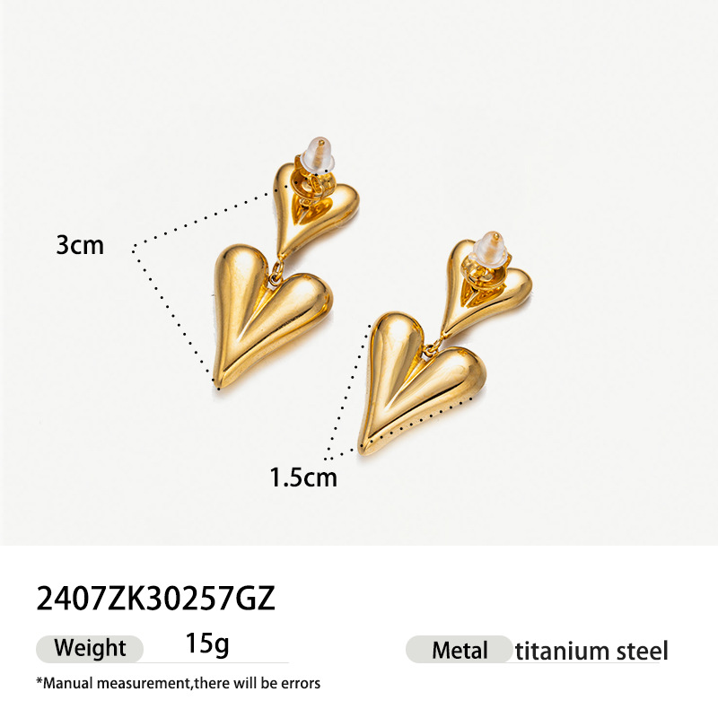 Taina Omeiins amor de moda alta sensación de textura bicolor pendientes de acero inoxidable 18k oro titanio pendientes de acero para mujeres