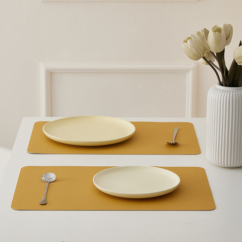 Nordic Style Minimalist PVC Dinner Plate Mat Heat Insulating Mat PVC Pad Leather Double-Sided Dinner Mat Waterproof Oil-Proof Table Mat