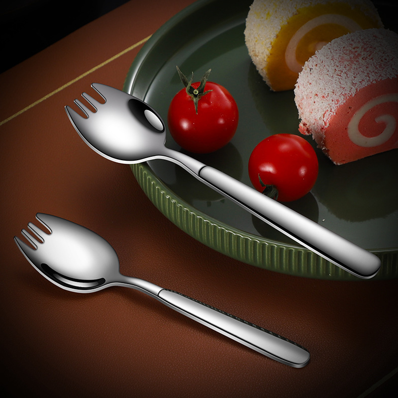 316 Salad Spoon Stainless Steel Fork Spoon One-piece Children's Pasta Fork Salad Fork 304 Dessert Dual-purpose Fork