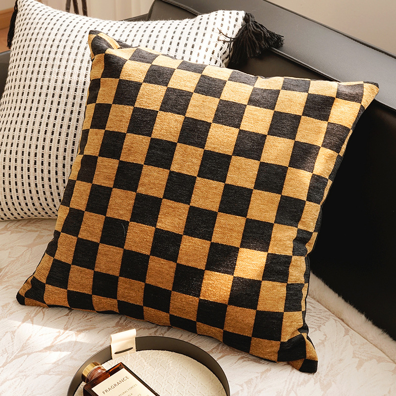 ins nórdico francés lujo negro y blanco retro almohada sofá sala de estar superior almohada cojín cabezal de cama respaldo