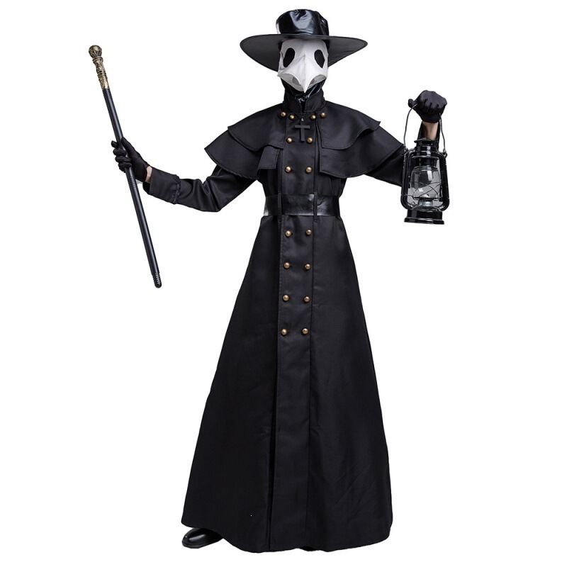 Halloween Adult Medieval Steampunk Style European and American Plague Doctor Costume with Bird-Beak Crow Mask Halloween Adult Medieval Steampunk Style European and American Plague Doctor Costume with Bird-Beak Crow Mask