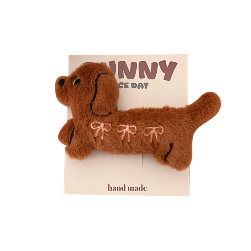 Caricatura muñeca de peluche salchicha perro muñeca abrazadera para el cabello de la niña de peluche al por mayor abrazadera para el cabello rotura al por mayor