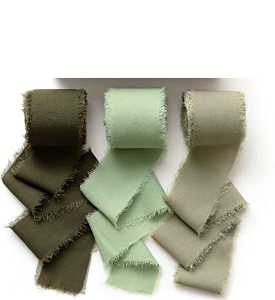 INS deshilachado gasa cinta ramo de la boda borla cinta arco decoración hilo de nieve tira de tela de seda