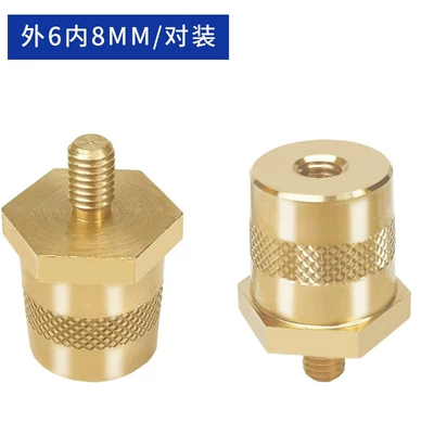 Cross-border supply of car battery terminals made of brass with 8MM internal thread and external thread for positive and negative connection, suitable for modification and matching (Power supply, ignition system accessories) - outer-6mm-inner-8mmpair