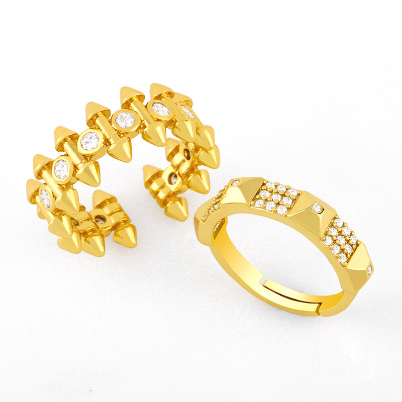 Fashion Geometric Nail Copper Inlaid Zircon Ring display picture 3