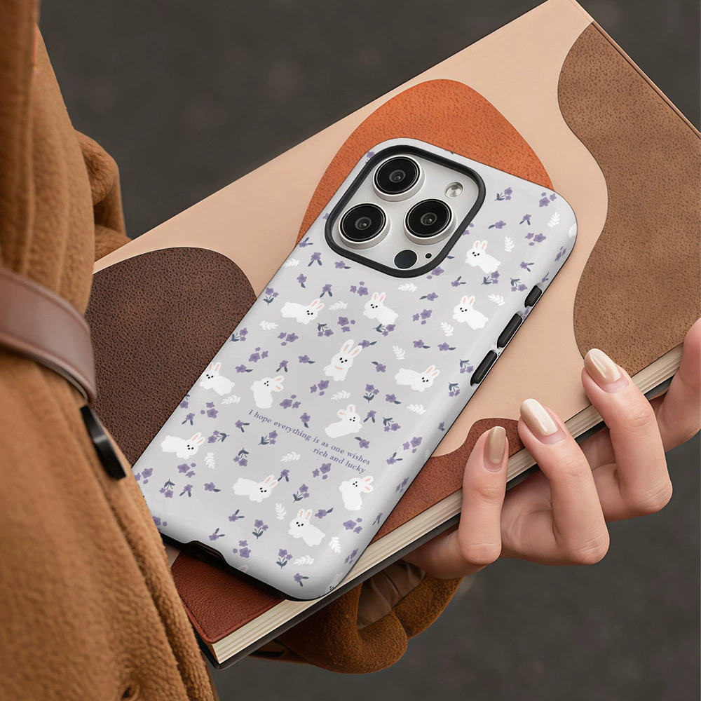 Яблоко, летняя свежесть кролика, iPhone 15, iPhone15 Pro, защитный чехол, новая коллекция, флористический принт, простой и элегантный дизайн