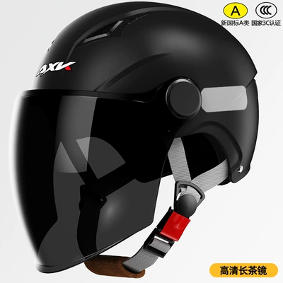 electric bike riding half helmet — Motosiklet kaskı (dəbilqə) - 3c-certification-dumb-black-long-tea-mirror