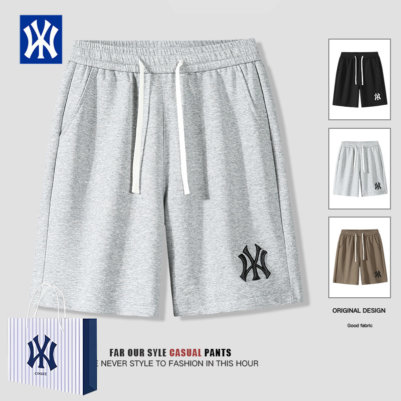 mlb&ny2025 夏アメリカのトレンディなブランドの男性と女性の刺繍入りカジュアルショーツファッショナブルで多用途な男性用ルーズクォーターパンツ|undefined