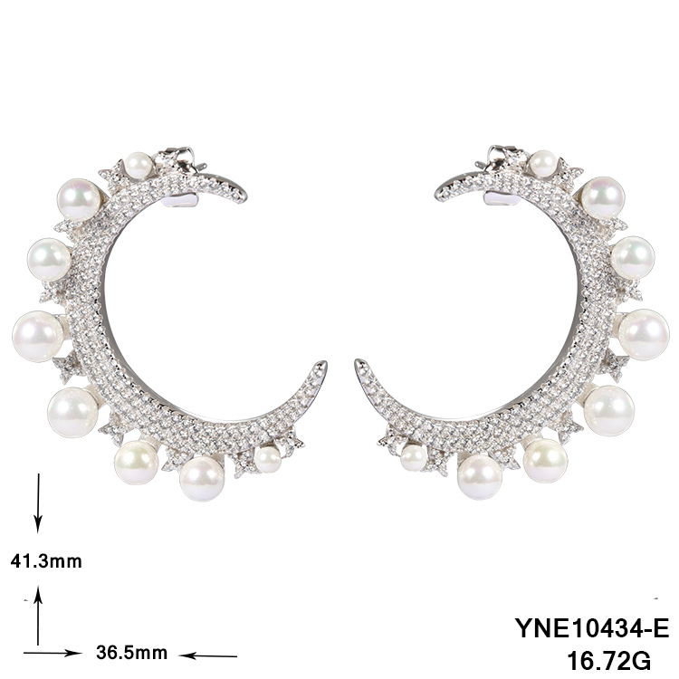 Pearl Moon and Star Earrings