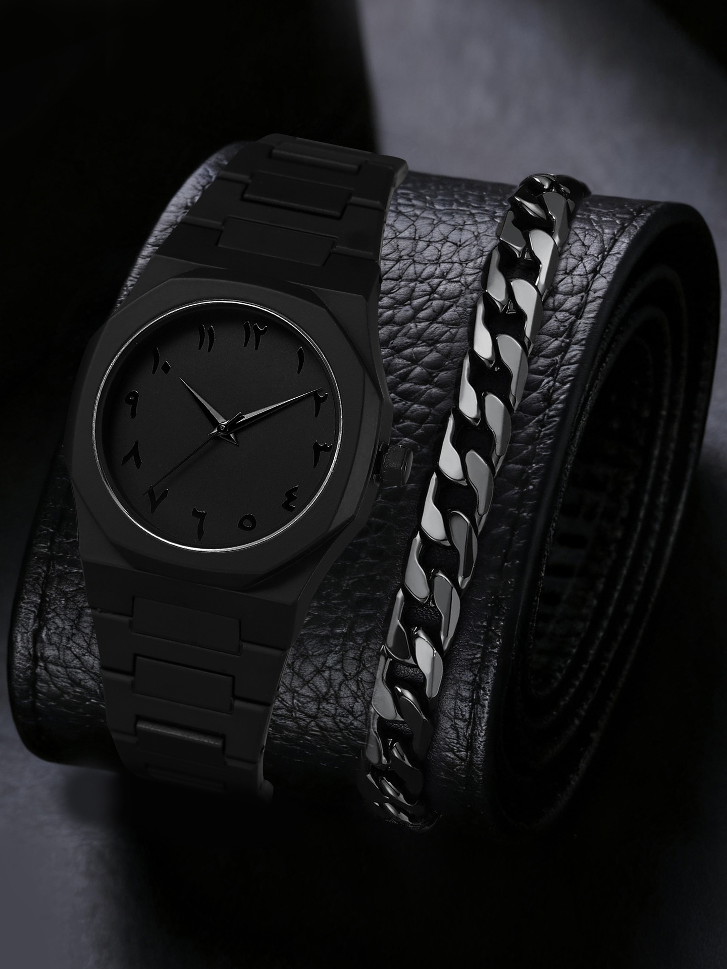 Black case, black dial, black text set 1