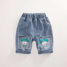 男童牛仔中裤宝宝短裤Summer children's pants儿童牛仔裤五分裤