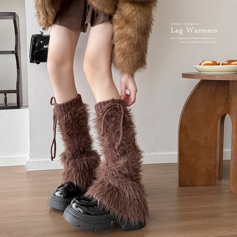 Scaldamuscoli Stivali Moda Calzini di Cotone Donna Autunno e Inverno Spessi Caldi Coprigambe Ins Subculture JK Hot Girl Lungo Tubo Visone Velluto Vitello Coprigambe_voghion.com