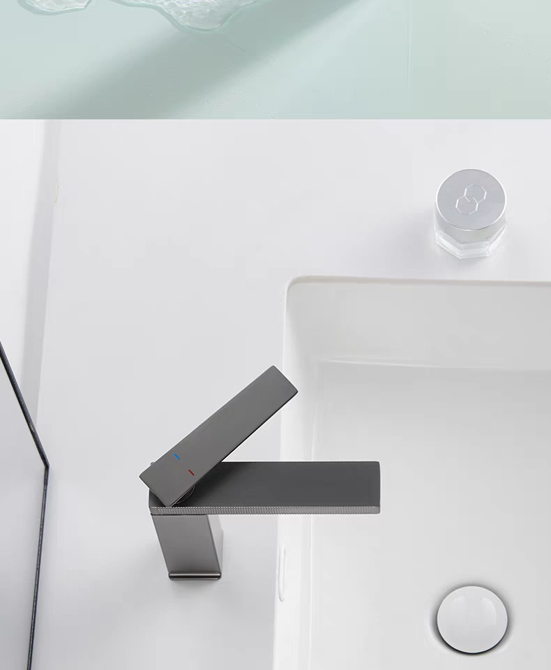 All-copper faucet, household washbasin, bathroom washbasin, hot and cold dual-purpose bathroom cabinet, gun gray faucet undefined