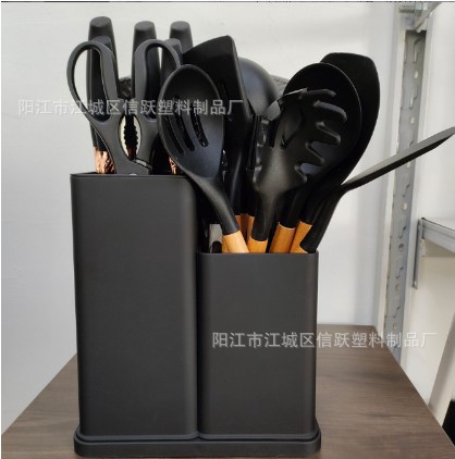 Kit de cuchillos de cocina de silicona resistente al calor cuchillos de cocina mango de madera cuchillo de cocina adesivo de silicona blanco rosa regalo de San Valentín