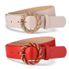 Fashionable polyurethane belt with pigtail, decorations, retro dress