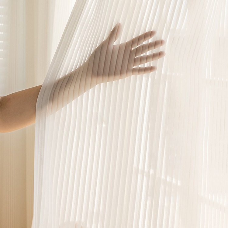 2023 Vertical Blinds Gauze Curtain Internet Celebrity Dream Curtain Light-Impermeable White Bay Window Balcony Window Screen White Gauze Insulation